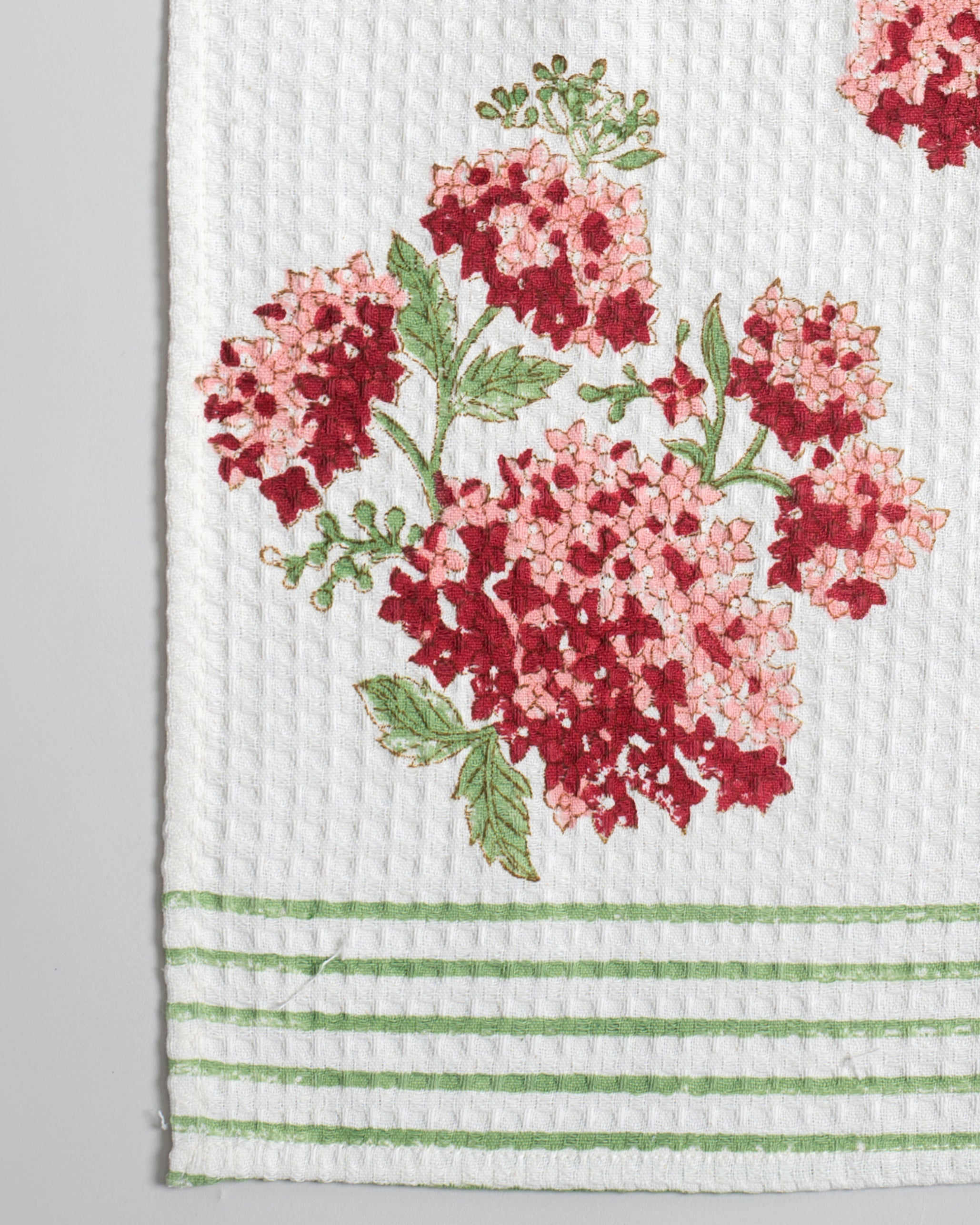 Whispering Hydrangea Pink Green Hand Towel