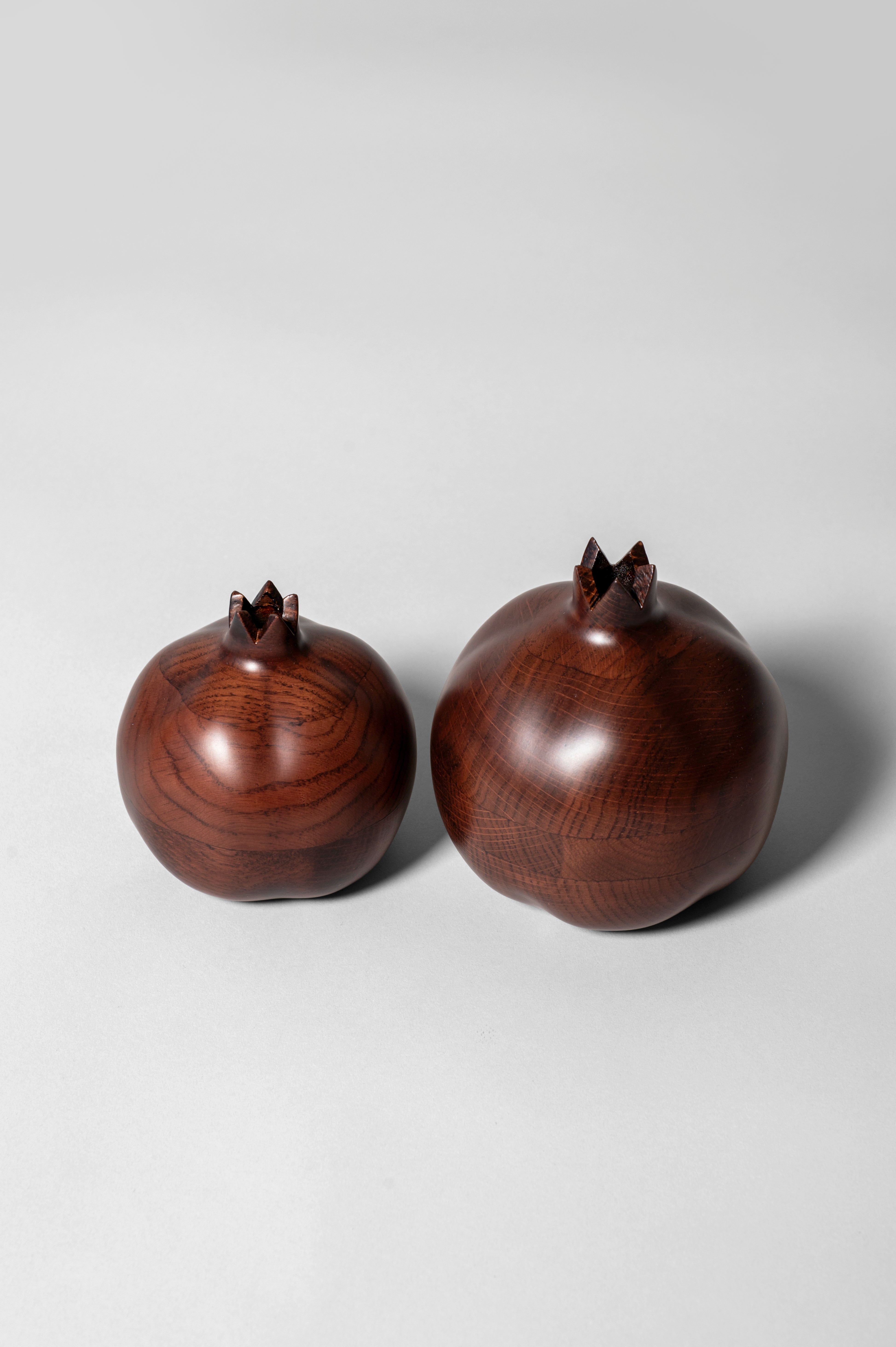 Wooden Pomegranate Candle Holder - Set of 2