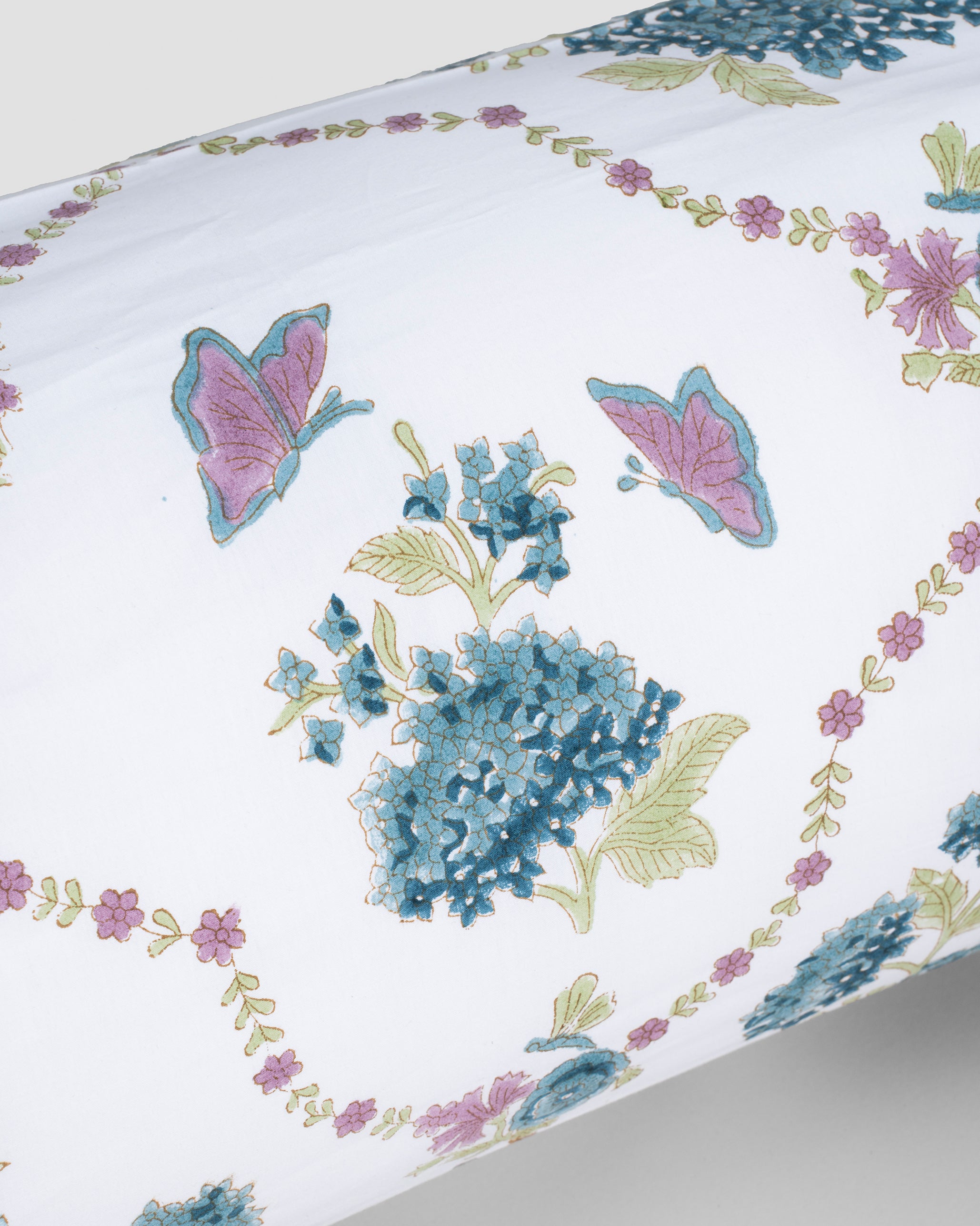 Whispering Hydrangea Blue Bolster Cover