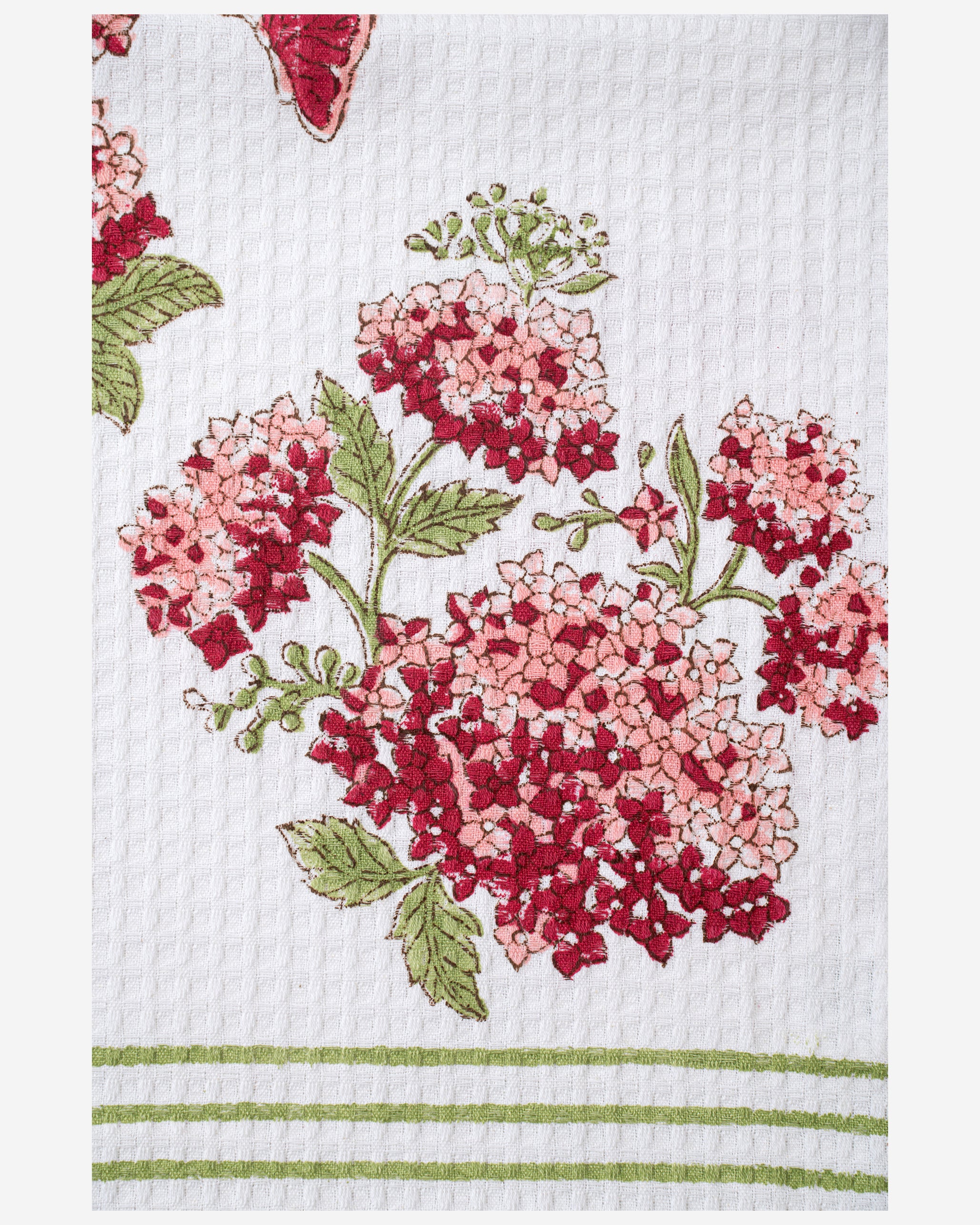 Whispering Hydrangea Pink Green Hand Towel