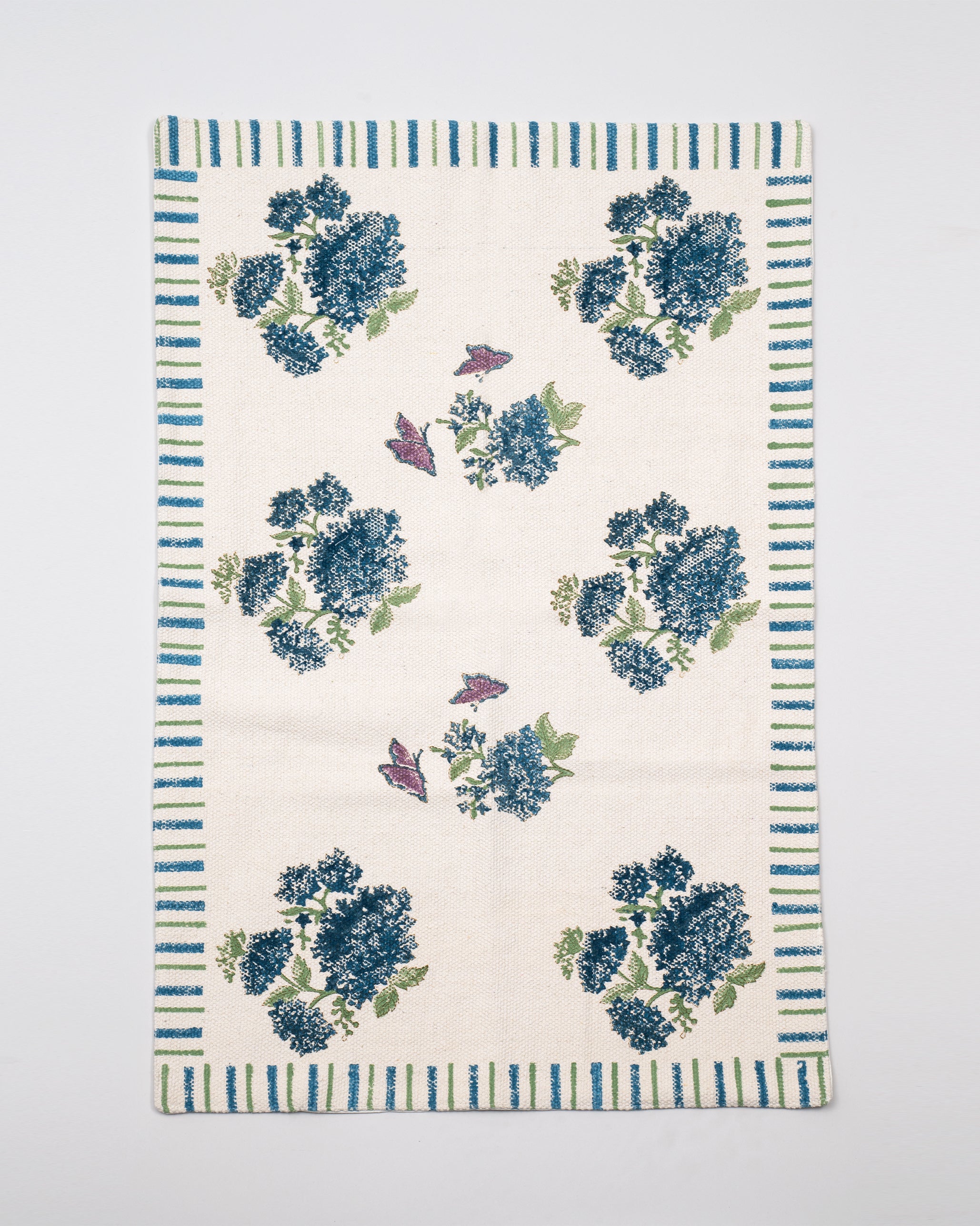 Whispering Hydrangea Blue Hand Woven Rug - Small