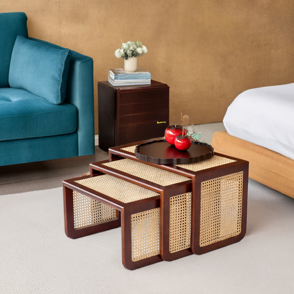 Rattan Nesting Table - Set of 3